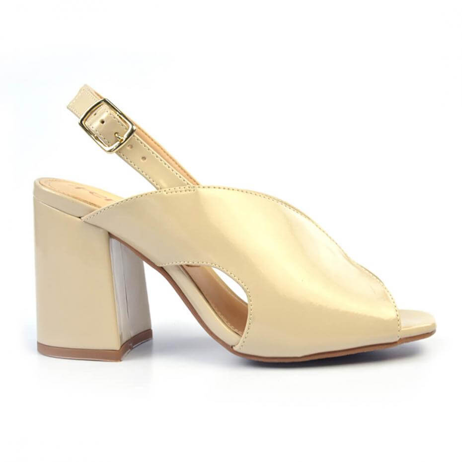 SANDÁLIA SALTO ALTO BLOCO COM RECORTES ORGÂNICOS 222-5-20 - FERRUCCI  E-COMMERCE